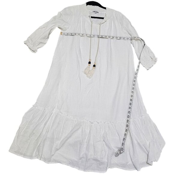 Yakira Bella White Boho Dress M Viscose Linen Blend - Picture 8 of 8